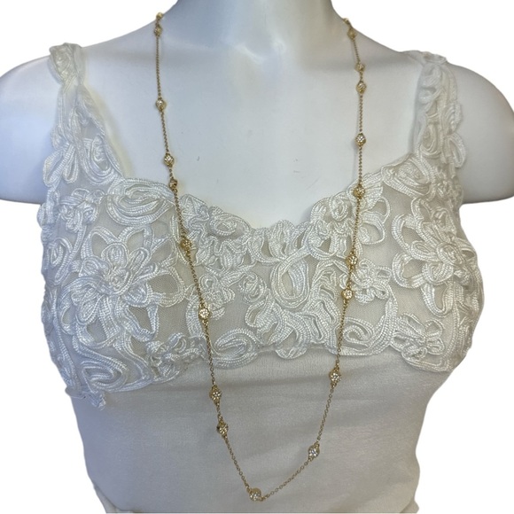 kate spade Gold Round Pave Crystal Zirconia Long Layered Necklace - Picture 6 of 8